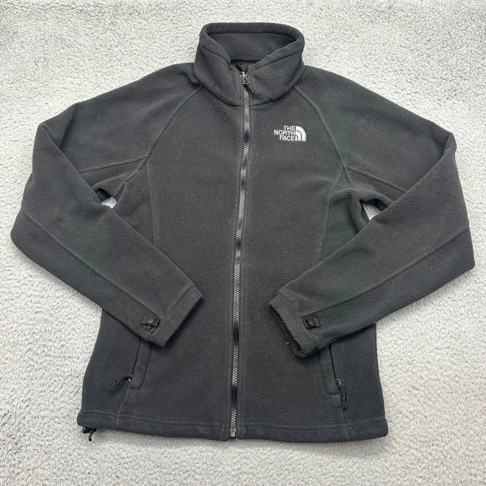 The North Face T201 F13‎ Womens Small Full Zip Black Poly Fleece Jacket CR04JK3